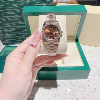 ĐỒNG HỒ NAM NỮ CAO CẤP RÔ LE MÁY CƠ MẶT SAPHIRE VIỀN ĐÁ DÂY BẠC VÀNG 2