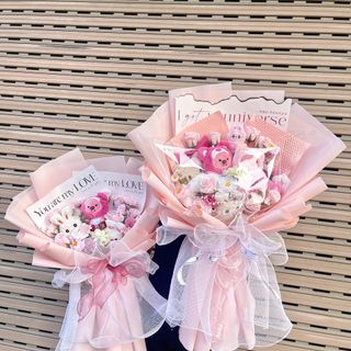 Bó Hoa Hồng Mix Gấu Labubu Siêu Xinh Giá Rẻ