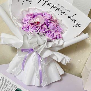 Bó Hoa Hồng Sáp Thơm Màu Tím Nhẹ Nhàng