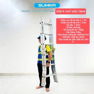 Thang xếp 4 đoạn chữ A cao 1m7 Sumika