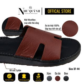 Dép da nam chữ H đế doctor, da bò nhập khẩu, đế cao su chống trơn trượt Q09