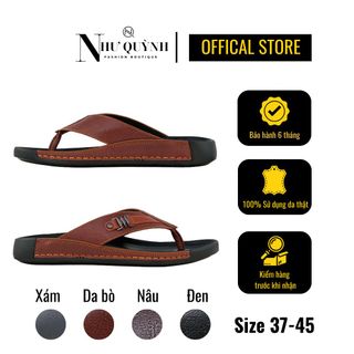Dép da nam xỏ ngón, họa tiết chất, khâu viền thủ công, đế cao su mã Q03