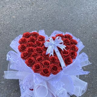 Bó Hoa Hồng Nhũ Kim Tuyến 45 Bông Hình Trái Tim Siêu Đáng Yêu