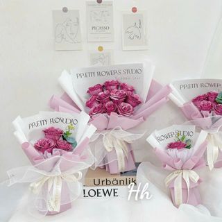 Bó Hoa Hồng Nhũ Kim Tuyến 5 Bông Giá Rẻ