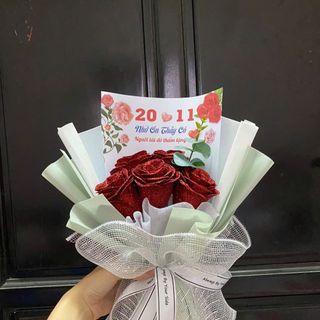 Bó Hoa Hồng Nhũ Kim Tuyến 5 Bông Giá Rẻ