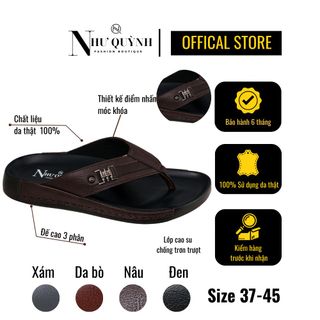 Dép da nam xỏ ngón, họa tiết chất, khâu viền thủ công, đế cao su mã Q03