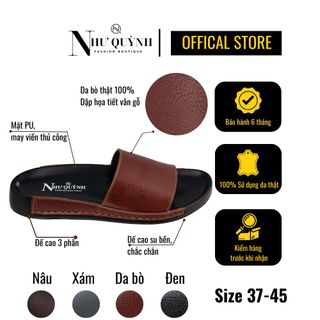 Dép da nam quai ngang thiết kế viền đế màu, khâu thủ công, đế cao su mã Q06