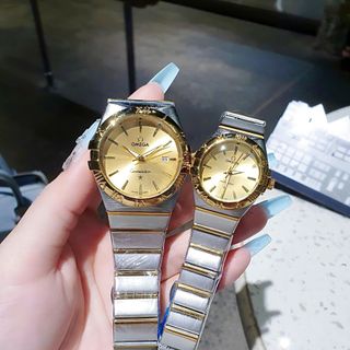 ĐỒNG HỒ NAM NỮ TRUNG CẤP ÔMÊGA DÂY THÉP VIỀN BEZEL