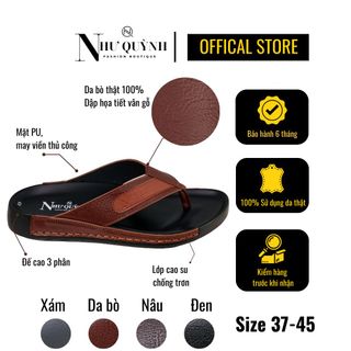 Dép da nam xỏ ngón thời trang, khâu viền thủ công, đế cao su mã Q04