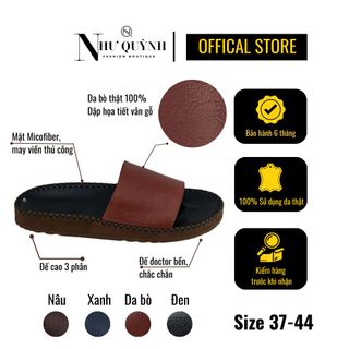 Dép da nam quai ngang trẻ trung, khâu viền thủ công, đế doctor mã Q08