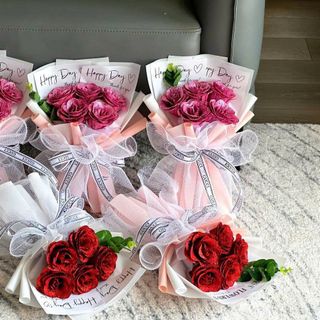 Bó Hoa Hồng Nhũ Kim Tuyến 5 Bông Giá Rẻ - M8
