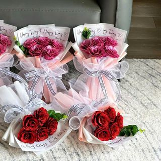 Bó Hoa Hồng Nhũ Kim Tuyến 5 Bông Giá Rẻ - M8