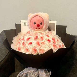 Bó Hoa Hồng Sáp Thơm Kèm Gấu Labubu Siêu Đẹp