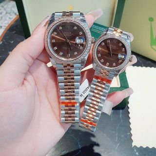 ĐỒNG HỒ NAM NỮ CAO CẤP RÔ LE MÁY CƠ MẶT SAPHIRE VIỀN ĐÁ DÂY DEMI 2
