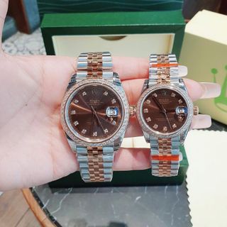 ĐỒNG HỒ NAM NỮ CAO CẤP RÔ LE MÁY CƠ MẶT SAPHIRE VIỀN ĐÁ DÂY DEMI 2