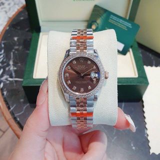 ĐỒNG HỒ NAM NỮ CAO CẤP RÔ LE MÁY CƠ MẶT SAPHIRE VIỀN ĐÁ DÂY DEMI 2