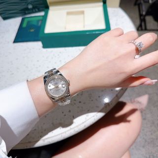 ĐỒNG HỒ NAM NỮ CAO CẤP RÔ LE MÁY CƠ MẶT SAPHIRE VIỀN ĐÁ DÂY DEMI 2