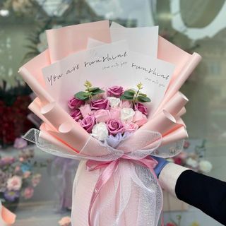 Bó Hoa Hồng Sáp Thơm Màu Tím Mix Nhẹ Nhàng Siêu Rẻ