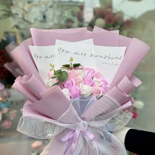 Bó Hoa Hồng Sáp Thơm Màu Tím Mix Nhẹ Nhàng Siêu Rẻ