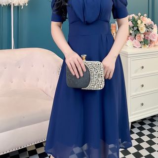 Đầm dự tiệc chất liệu voan lót thun cao cấp, mềm mại, sang trong,thanh lịch A04