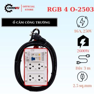 Ổ Cắm Công Nghiệp RBG SUNTECH, 4 ổ cắm, có RCBO chống giật, tiêu chuẩn TIS chính hãng Thái Lan