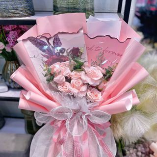 Bó Hoa Hồng Sáp Thơm Mix Giấy Cháy Cực HOT
