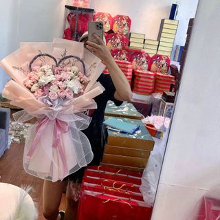 Bó Hoa Hồng Sáp Thơm Mix Màu Siêu Dễ Thương Hình Trái Tim