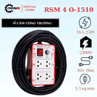 Ổ cắm Công Nghiệp RSM, 4 ổ cắm, 1 công tắc, Công suất 2200W, tiêu chuẩn chất lượng TIS Thái Lan