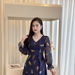Đầm voan hoa sang trọng cho mẹ bigsize thiết kế dáng xòe đẹp cao cấp dự tiệc N61