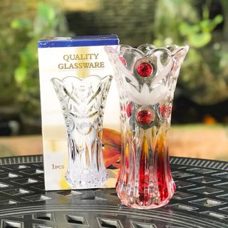 BÌNH CẮM HOA THỦY TINH MÀU HỌA TIẾT 30CM