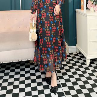 Đầm maxi dự tiệc cho mẹ phong cách hàn Quốc bigsize, chất voan cao cấp, dáng xòe sang trọng đẹp N07