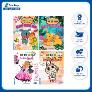 Combo Sách Bé Tô Màu: Capybara + Labubu + Công Chúa Barbie (Bộ 4 Cuốn)