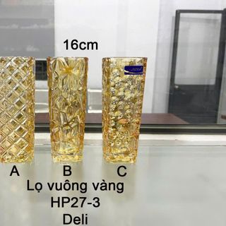 BÌNH CẮM HOA THỦY TINH PHA LÊ VÀNG 16CM giá sỉ