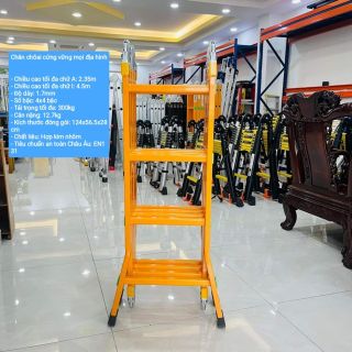 Thang xếp 4 đoạn chữ A 2m35 nhôm dày nhất 1.7mm