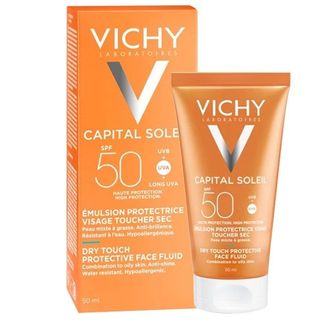 Kem Chống Nắng Vichy Thoáng Nhẹ Không Bóng Dầu SPF 50 50ml  Capital Soleil Dry Touch Protective Face Fluid SPF50 UVB+UVA