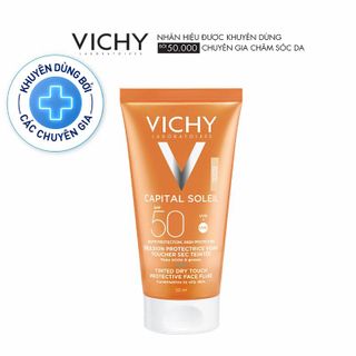 Kem Chống Nắng Vichy Thoáng Nhẹ Không Bóng Dầu SPF 50 50ml  Capital Soleil Dry Touch Protective Face Fluid SPF50 UVB+UVA