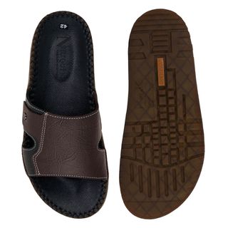 Dép da nam quai ngang mix nâu đen, khâu viền thủ công, đế doctor mã Q07