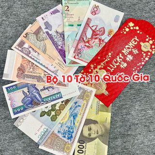Sỉ Bộ Tiền 10 Tờ 10 Nước, Quốc Gia Khác Nhau - Thích Hợp Làm Quà Tặng, Sưu Tầm, Kỉ Niệm, Lì Xì Tết giá sỉ - giá bán buôn