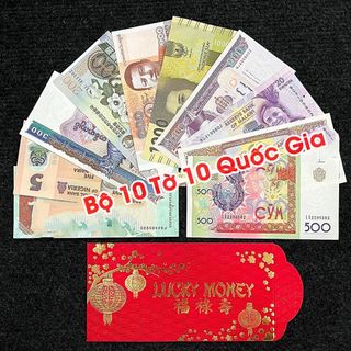 Sỉ Bộ Tiền 10 Tờ 10 Nước, Quốc Gia Khác Nhau - Thích Hợp Làm Quà Tặng, Sưu Tầm, Kỉ Niệm, Lì Xì Tết giá sỉ - giá bán buôn