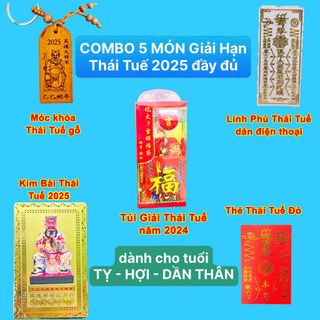 Combo Thái Tuế 2025 - Túi Thái tuế- Kim bài thái tuế - Móc khóa thái tuế - Phù thái tuế - Thẻ thái tuế đỏ- giá sỉ, giá buôn bán