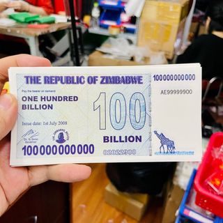 Sỉ Tiền 100 Tỷ Dollars Zimbabwe Lưu Niệm Lì Xì Tết- Mệnh Giá Siêu Khủng, Bảo An Dạ Quang giá sỉ - giá bán buôn