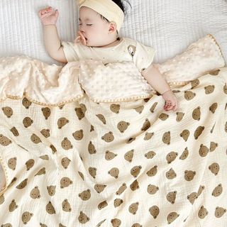 Chăn Xô Muslin Hạt Đậu Cho Bé Sơ Sinh Xuất Hàn, Hoạ Tiết Xinh Xắn, Mềm Mịn, Ấm Áp