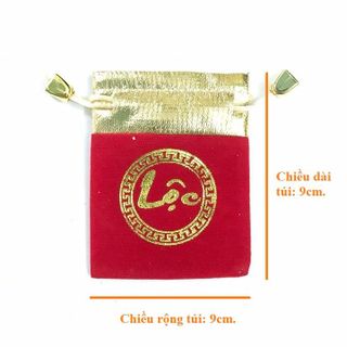 [Giá Sỉ] Túi Gấm Nhung Chữ Lộc Lớn 10x13cm - Màu Đỏ Dây Rút May Mắn giá sỉ - giá bán buôn