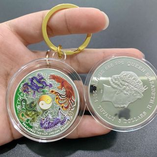 MÓC KHÓA XU TỨ LINH MẠ BẠC giá sỉ - giá bán buôn