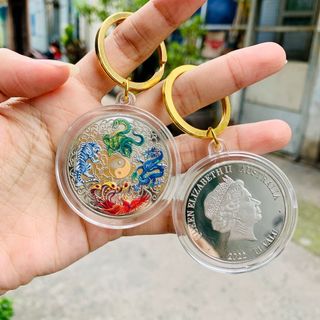MÓC KHÓA XU TỨ LINH MẠ BẠC giá sỉ - giá bán buôn