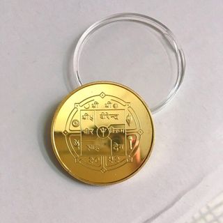 Sỉ đồng xu phật Nepal mạ vàng tặng kèm túi gấm đỏ. giá sỉ - giá bán buôn