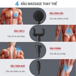 Máy Massage Cầm Tay Mini 4 đầu 6 chế độ GUN MS-01