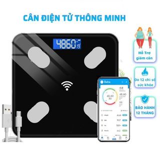 Cân Điện Tử 18in1 CHANLONG Sạc USB Kết Nối Bluetooth Phân Tích Chỉ Số Cơ Thể (Tặng thước dây + Cáp sạc)