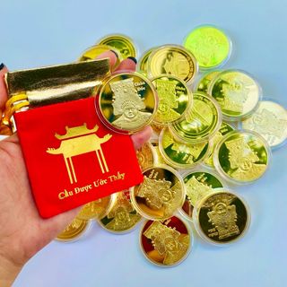 Xu Bà Chúa Châu Đốc Mạ Vàng kèm túi gấm Phúc, Lộc. -Gía sỉ, giá buôn bán, lì xì Tết.
