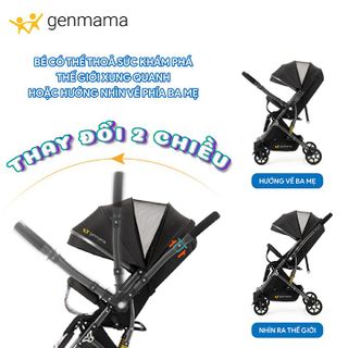 Xe đẩy gấp gọn cho bé 2 chiều, 3 tư thế, siêu nhẹ, giảm xóc 2 bánh, xe đẩy cho bé sơ sinh chính hãng Genmama